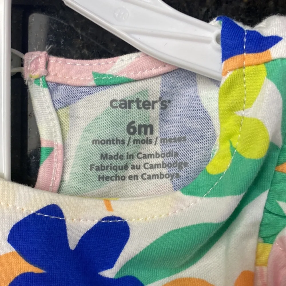 Carter’s floral cotton sleeveless dress with matching diaper cover size 6 months